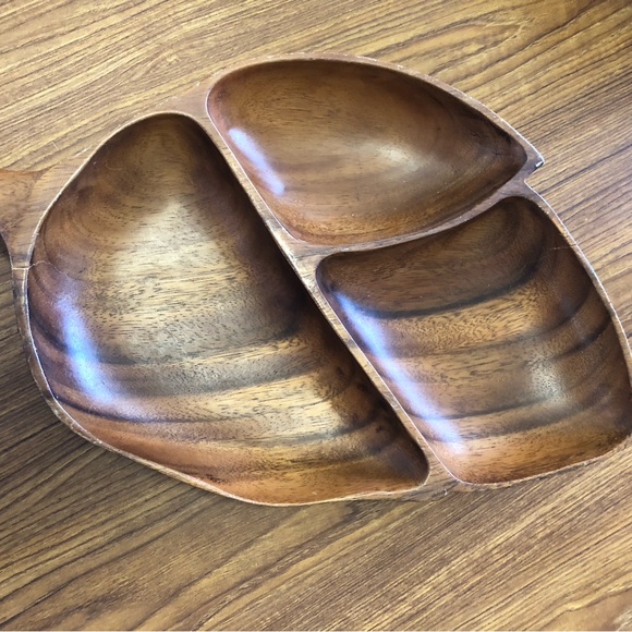 Three Wood Serving Bowls Plates, Mid-Century Modern - Picture 3 of 4